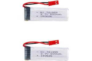 YUNIQUE GREEN-CLEAN-POWER - Rechargeable Lipo Batteries 3.7V 500mAh for RC Drones | Compatible with UDI U817, WLtoys V959, Drone Radiofly Space Kondor | Set of 2 Pieces | 57x17x8 mm - 16 gr, Silver