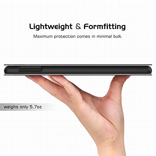 MoKo Hülle für All-New Amazon Fire HD 8 Tablet (7th Generation – 2017 Modell) – Stoßfest Ledertasche Schutzhülle mit Auto Sleep/Wake up Funktion, Standfunktion und PC Bumper für das neue Fire HD 8 2017 & Fire HD 8 2016, Schwarz - 7