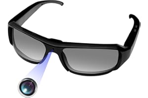 HopeGem Petite Caméra Lunettes Portatif Cachées - Full HD 1080P Moniteur Espion Lunettes De Soleil Camouflage pour Le Cyclisme/La Pêche/Le Tourisme, etc(Sunglasses)