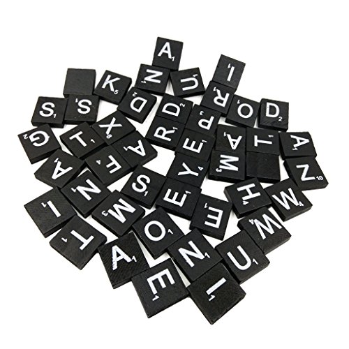 Preisvergleich Produktbild Unbekannt Sharplace 100 Stk. Holz Alphabet Fliesen Schwarze Buchstaben Zahlen Set