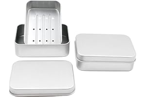 CiciIng 2 x mydelniczka, aluminiowa mydelniczka z odpływem, 9,2 x 6,2 x 2,6 cm (wewnątrz), mała mydelniczka podróżna, wodoszczelna, do domu, podróży, na kemping