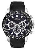 s.Oliver Herren Multi Zifferblatt Quarz Uhr mit Silikon Armband SO-3489-PM