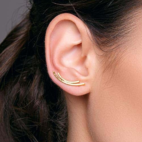 Pair of ear crawlers, curved bar stud earrings,earcuff earrings