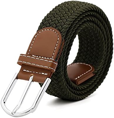 3ZHIYI Men's Elastic Canvas Belt (6-Green)