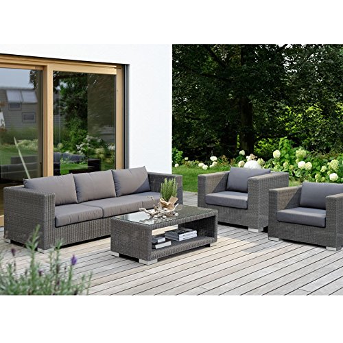 Preisvergleich Produktbild Stern Avola Sitzgruppe Geflecht basaltgrau 4-teilig