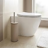 Deconox Paslanmaz &Ccedil;elik Saplı WC Fır&ccedil;alık Latte, Kapaklı Tuvalet Fır&ccedil;ası Seti, Hijyenik Saklama Hazneli Banyo ve WC Fır&ccedil;ası, 