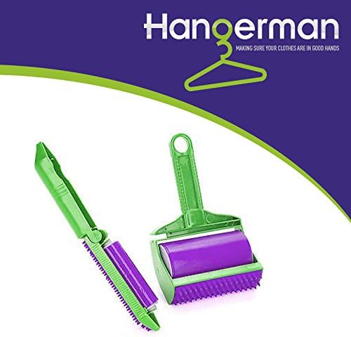 Hangerman Sticky Roller For Lint, Fluff &amp; Pet Hair Removal 2 Pack Large &amp; Portable