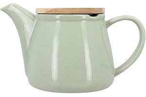 NOVASTYL - Théière anna 500ml en grès celadon avec couvercle en hevea - 3020359