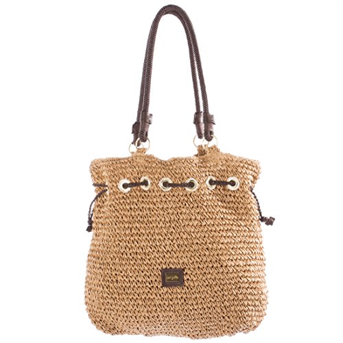 Berydale Damen Sommer Tasche aus Papier mit charmanten Strand-Charakter