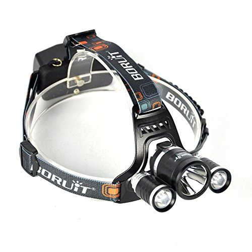 Boruit Led stirnlampe kopflampe Scheinwerfer LED nachladbare 2 in 1 abnehmbarer 3 * T6 LED-Scheinwerfer-Fahrrad-Licht bewegliches wasserdichtes 4 Brilliant Methoden Leuchtturm Brennerkopf für den Außenreitnachtangeln Camping Wandern Laufen Radfahren Scaling Walk – Charger EU - 4