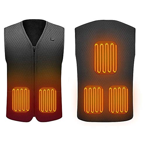 Suxman Gilet Chauffant, Chauffé Gilet Veste pour Hommes Femme Chauffé Température Réglable Chargement USB Chauffage du Dos et du Cou, Poids léger, Lavable Hiver Chauffés Veste pour l'hiver
