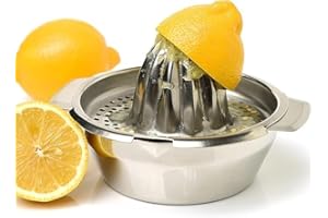 PILIPANE Citrus Lemon Juicer, Stainless Steel Hand Press Manual Juice Squeezer, Robust Orange Grapefruit Lime Hand Reamer Rotation Press for Kitchen