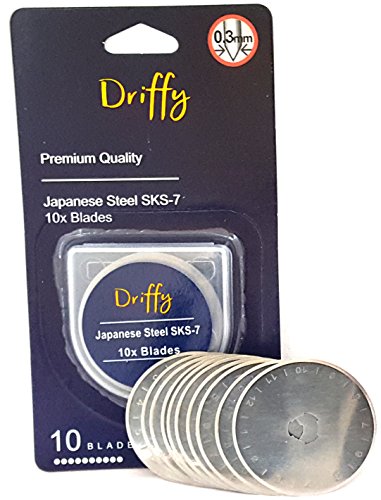 Rotary Cutter-Klingen 45 mm – Er Ersatz 10. Kompatibel mit driffy, Fiskars, Olfa Klingen, TrueCut, Kleeblatt und DAFA Griffe. Schneidematte passt. Quilten Zubehör und Craft Supplies.