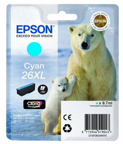 Epson T2632 Tintenpatrone Eisbär XL, Singlepack cyan