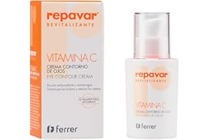 Repavar Revitalizante - Crema Contorno de Ojos con Acción Antiarrugas - Elaborada con Vitamina C - Previene la Aparición de Bolsas, Ojeras y Patas de Gallo - 15 ml