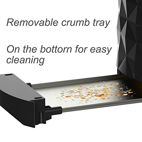 Limee Toaster für 2 Scheiben, Brötchenwärmer aus Edelstahl, kühle Außenseite, Schwarz,Black-B - 5