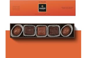 Amedei - Idea regalo - Le Praline 5 orange - 5 praline assortite contiene n.2 Praline “Supremo” (al caffè), n.2 “Croccantino” (Nocciola, Mandorla), n.1 “Noixorange” (Arancio, Noce)