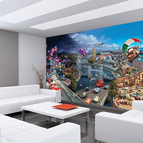 Vlies Fototapete PREMIUM PLUS Wand Foto Tapete Wand Bild Vliestapete – Kindertapete Cartoons Autos Lightning Cars Lightning Mc Queen Animation – no. 996, Größe: 254 x 184 cm Vlies - 4
