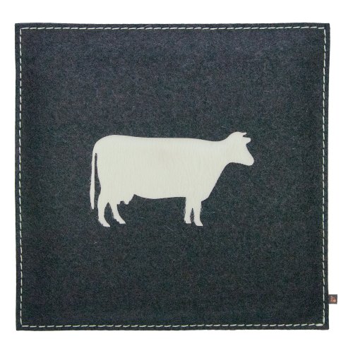 ebos Wollfilz Sitzkissen, 40x40cm✓ Kuh-Motiv aus Wollfilz/Kuhfell ✓Echtes Kuhfell ✓ 100% Wollfilz ✓ Dünn & bequem | Hochwertiges Stuhlkissen, Sitzpolster mit Füllung | Schönes Stuhl-Polster | Robustes Outdoor-Kissen, wasserabweisende Stuhl-Auflage - 2