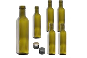 FIRMADIGARANZIA SRL 12 Bottiglie Per Olio E Liquore 250 ml - Marasca Quadre Vuote In Vetro Scuro Uvag con Dosatore Olio Salvagoccia e Tappo Ermetico - Made In Italy - Uso professionale e domestico