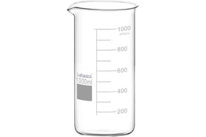 Labasics Bécher Haut en Verre, Bécher Haut Gradué en Verre Borosilicate avec Bec Verseur, Forme Griffin, 1 Pièce, 1000 ml
