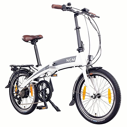 NCM Lyon,20" Zoll E-Faltrad,Klapprad,E-Bike,Pedelec,Elektrofahrrad,36V 250W Bafang Heckmotor,36V 8Ah 288Wh PANASONIC Zellen Rahmen Akku in matt weiß/anthrazit