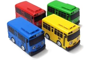 DANC 4PCS Mini Pull Back Bus Toy Set,Tayo The Little Bus Educational Toys,Car Toy The Little Bus TAYO Friend,Gift for Friend and Children