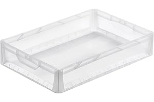 PROREGAL Transparenter Eurobehälter LightLine mit offenem Griff | HxBxT 12x40x60cm | 24 Liter | Eurobox, Transportbox, Transportbehälter, Stapelbehälter