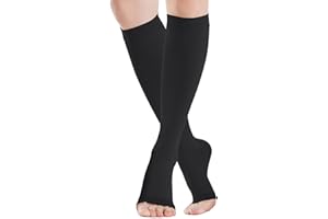 KUZIMUA Pończochy uciskowe dla kobiet i mężczyzn, 20-30 mmHg, klasa 2, otwarte palce, pończochy podtrzymujące zakrzepicę (skarpety uciskowe) na żylaki i podróż