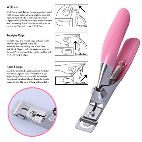 Elite99 Pink Nail Scissors Clipper Professional Handle Quick Cut Slicer Manicure Tool UV Gel Rubber Wrapped