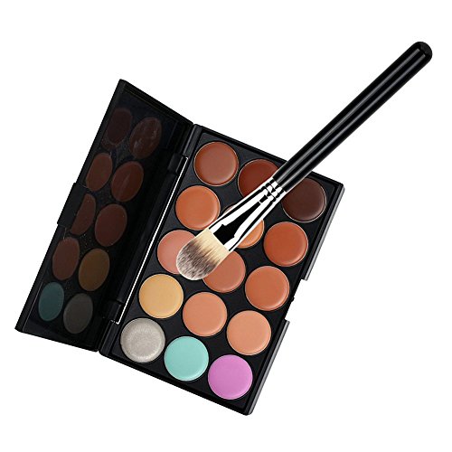 VALUE MAKERS 15 Farben Concealer Palette Makeup Paletten Kosmetik Make-up Creme Corrector Abdeckcreme mit Foundation Powder Puderpinsel - 4