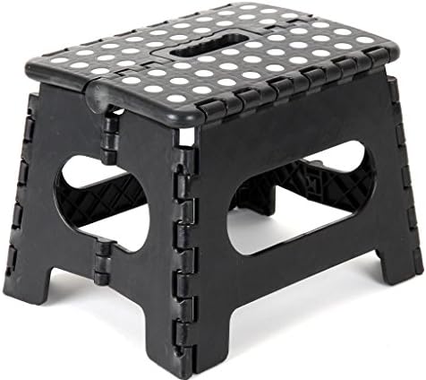8" Black Plastic Folding Footstool