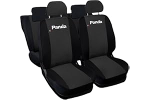 Auto Accessori Lupex - Coprisedili Auto Compatibili per Panda Seconda 169 e Terza 319 serie, Grigio Scuro Nero, Made In Italy, fodere protezione sedili anteriori e posteriori, 60 e 40, poliestere