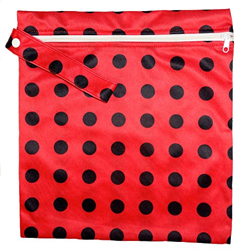 FAB4BABYSTARS, LadyBug Wet Bag, Toiletry Bag, Holiday Bag, Make-Up Bag, Storage Bag for Toys, Stretchy material with Zip, handle for hanging up