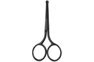 JOYIAL Nasenhaar Schere, Bartschere, Abgerundeter Edelstahl Nasenhaarschere, 10cm Schwarz Bartschere Augenbrauenschere Rostfreie Abgerundeter für Haare Wimpern Schnurrbart Nase