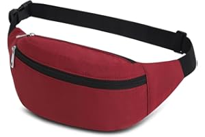 QINLOV Waterproof Bumbags Waist Fanny Pack for Men Women Ladies Fashion Bum Bag with Adjustable Belt for Sport Running Hiking Jogging Girls Women Men (Red)