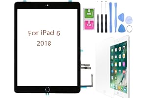Hedywei Pantalla táctil de repuesto para iPad 6 Gen A1893 A1954 (2018 9,7 pulgadas) Touch Screen Digitizer con kit de herramientas (negro)
