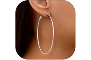 GoldChic Créole Femme Acier Inoxydable/Plaqué Or, Boucle d'Oreille Grand Anneau, Diamètre de 30/50/70/100 mm, Women's Hoop Earrings