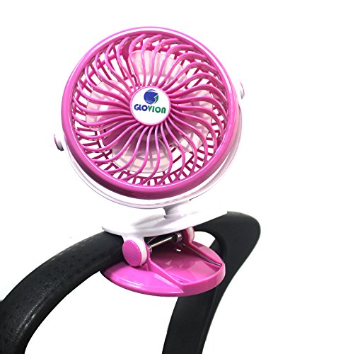Glovion Wiederaufladbare Baby Safe Clip auf Kinderwagen Lüfter mit 360 Grad-Umdrehung Kostenlose und Windgeschwindigkeitseinstellung (5 „Zoll / 13cm) (Pink_) - 2