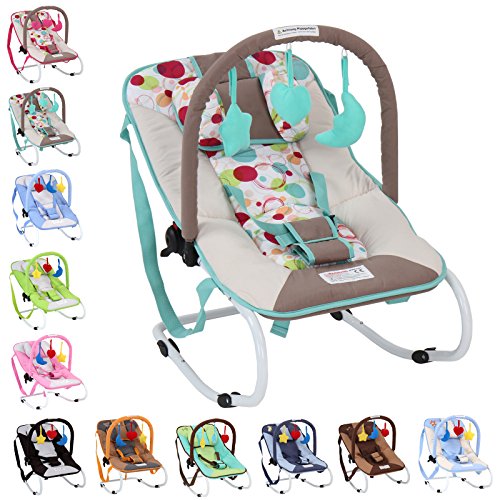 Infantastic Baby Bouncer Portable Seat Chair Rocker with 3 Hanging Toys (Mint)