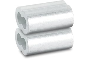 XCYROIIY 20 Pcs Aluminum Sleeves Clips for Wire Rope 5mm Diameter Cable Rigging Aluminium Double Ferrules Cable Crimps