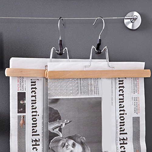 logei® 10 Stück Holz Kleiderbügel Hosenbügel Hosenspanner Hosenklemmbügel Hosenhalter mit Filzeinlage 25 cm lang - 8