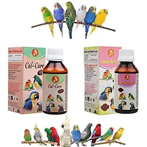 Pet Care International (PCI) Combo ImmuBoost and Cal Care || Provide Essential Vitamins & Minerals for Healthy Bird Healthcare || 100ml