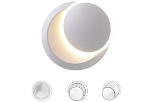 CHRASY Kinkiety do wnętrz biała lampa ścienna LED 5W nowoczesna lampa ścienna ciepła biel kreatywne zaćmienie 2 w 1 żelazna lampa ścienna Led (biała)