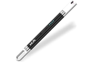 esLife Feuerzeug, Micro USB Lichtbogen Feuerzeug mit Sicherheitsschalter, Winddichte aufladbar Plasmafeuerzeuge mit Batterieanzeige-Aufhängehaken für Kerzen, Feuerwerk, Küche Grill, Schwarz