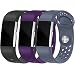 Produktbild HUMENN Weich Silikon Ersatzarmband Smartwatch Sport Band für Fitbit Charge 2 Herzfrequenz Fitnessaufzeichnung, Klein Silikon-Schwarz + Grau + Lila
