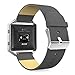 Produktbild MoKo Armband für Fitbit Blaze - Klassisches Echt Leder Uhrenarmband Lederarmband Erstatzband Uhr Band Watchband mit Metallschließe für Fitbit Blaze Smart Fitness Watch, Grau