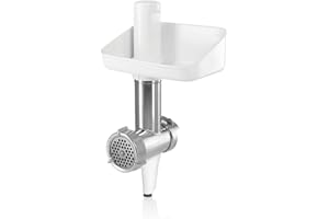 ‎BOSCH Bosch Fleischwolf MUZ5FW1, Zubehör passend für Küchenmaschine Serie 4, Fleischwolf-Aufsatz, Stopfer, Edelstahl Loch-Scheibe 4,5 mm, für Fisch und Gemüse, leichte Reinigung