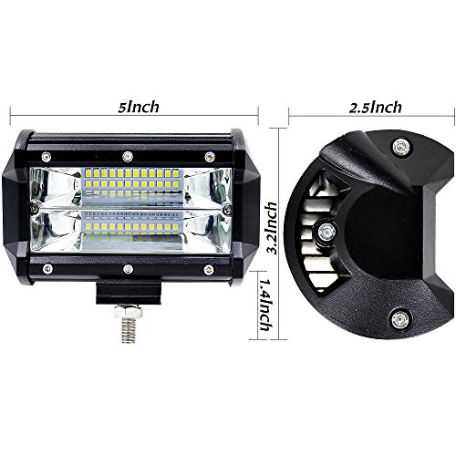 5 Inch 72 W LED luz de Trabajo Bar, PDR LED Foco Lampara de Coche Faros de Trabajo LED Luces Diurna Luz de la luz de los Faros 10800lm IP67 Impermeable 6000 K Auxiliar Mecánica ,4 PCS