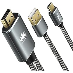 Cable USB C a HDMI, KINGONE Tipo C a HDMI 4K @30Hz Ultra HD 1.8M Convertidor para iMac, Macbook Pro 2018/2017 6FT (c a hdmi con Cargo)